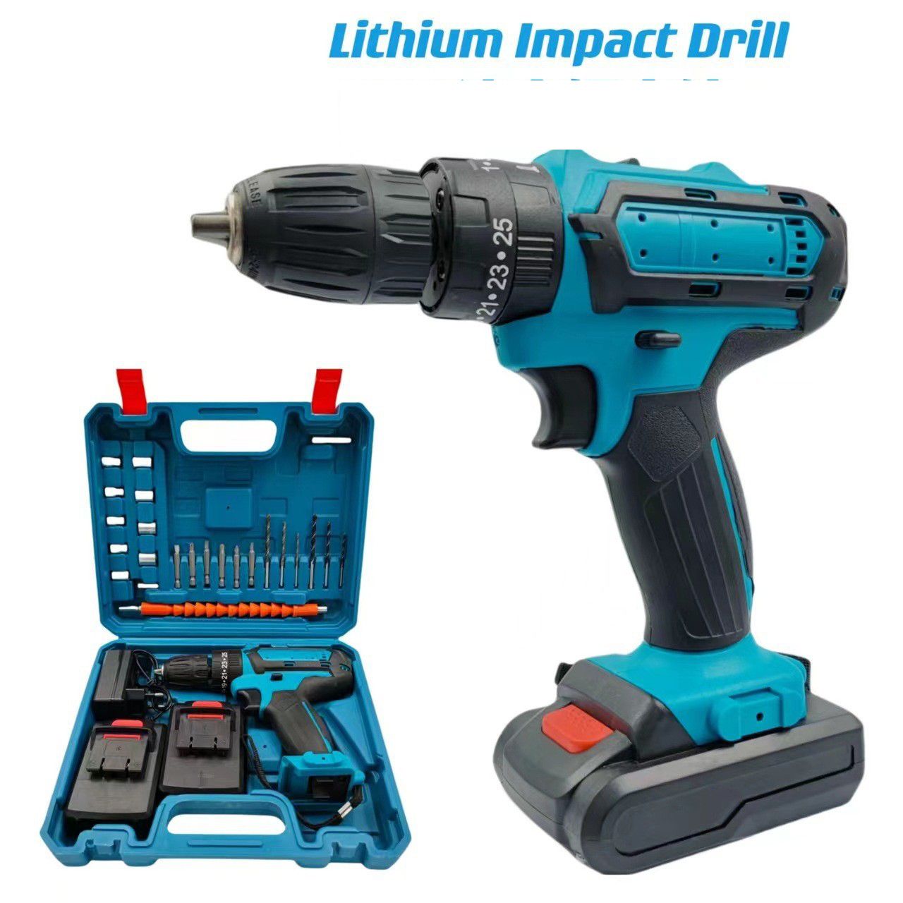 Cordless Drill with Battery and Charger, 21V Drills with 2 Batteries, Drilling for Specialized Field and Homework, Electric Drill with LED Light, Variable Speed Mode