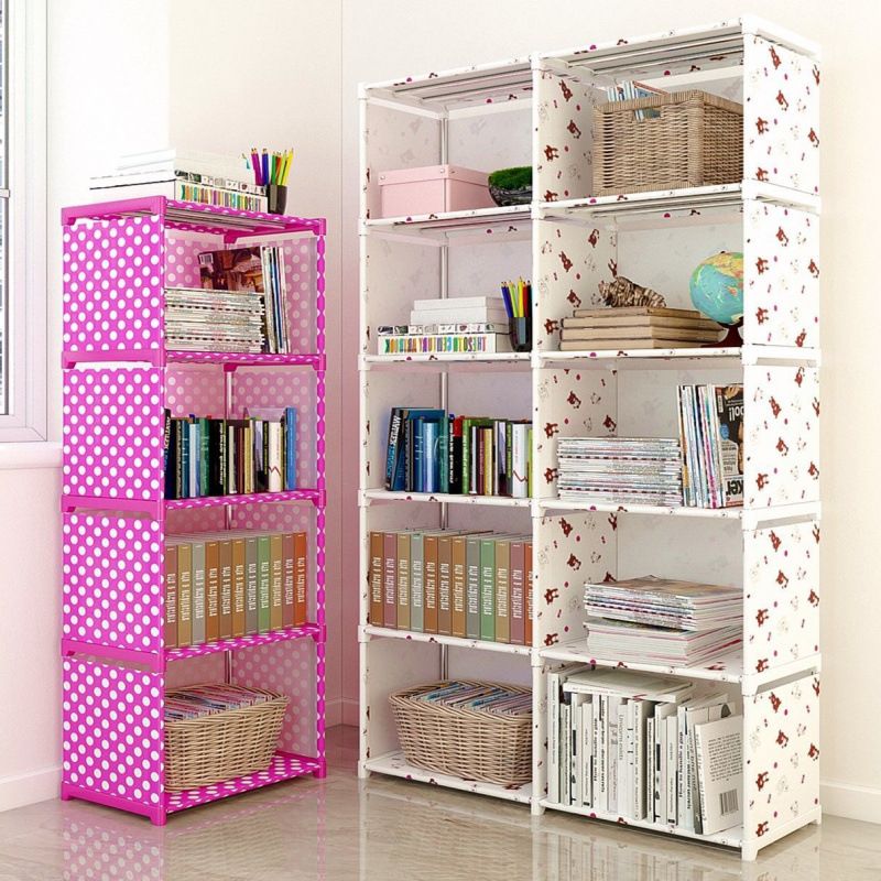 Portable Bookshelf, 9 Cube Closet Storage Organizer Bookcase,Clothes Storage for Living Room Study Room Bedroom