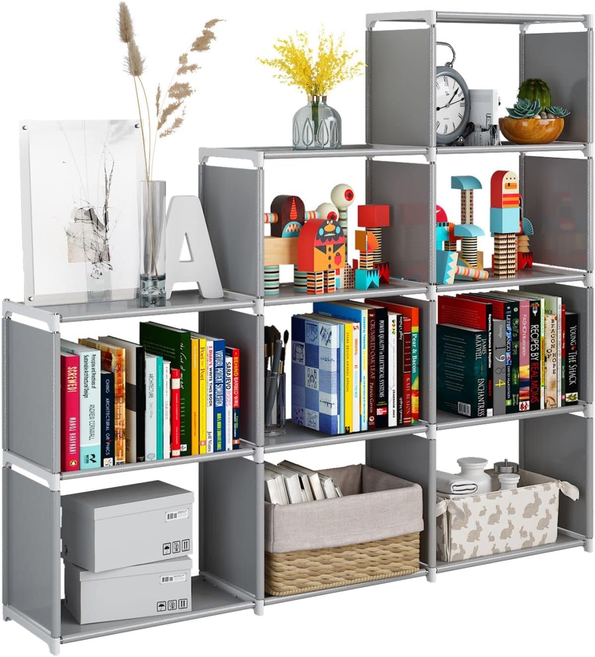 Portable Bookshelf, 9 Cube Closet Storage Organizer Bookcase,Clothes Storage for Living Room Study Room Bedroom