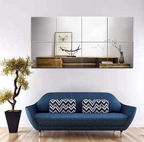 8 Pieces Self Adhesive Mirror Stickers 15cm*15cm Flexible Cut to Size Mirror Sheets Wall Frameless Small Sheets for Home Living Room Wall Decor
