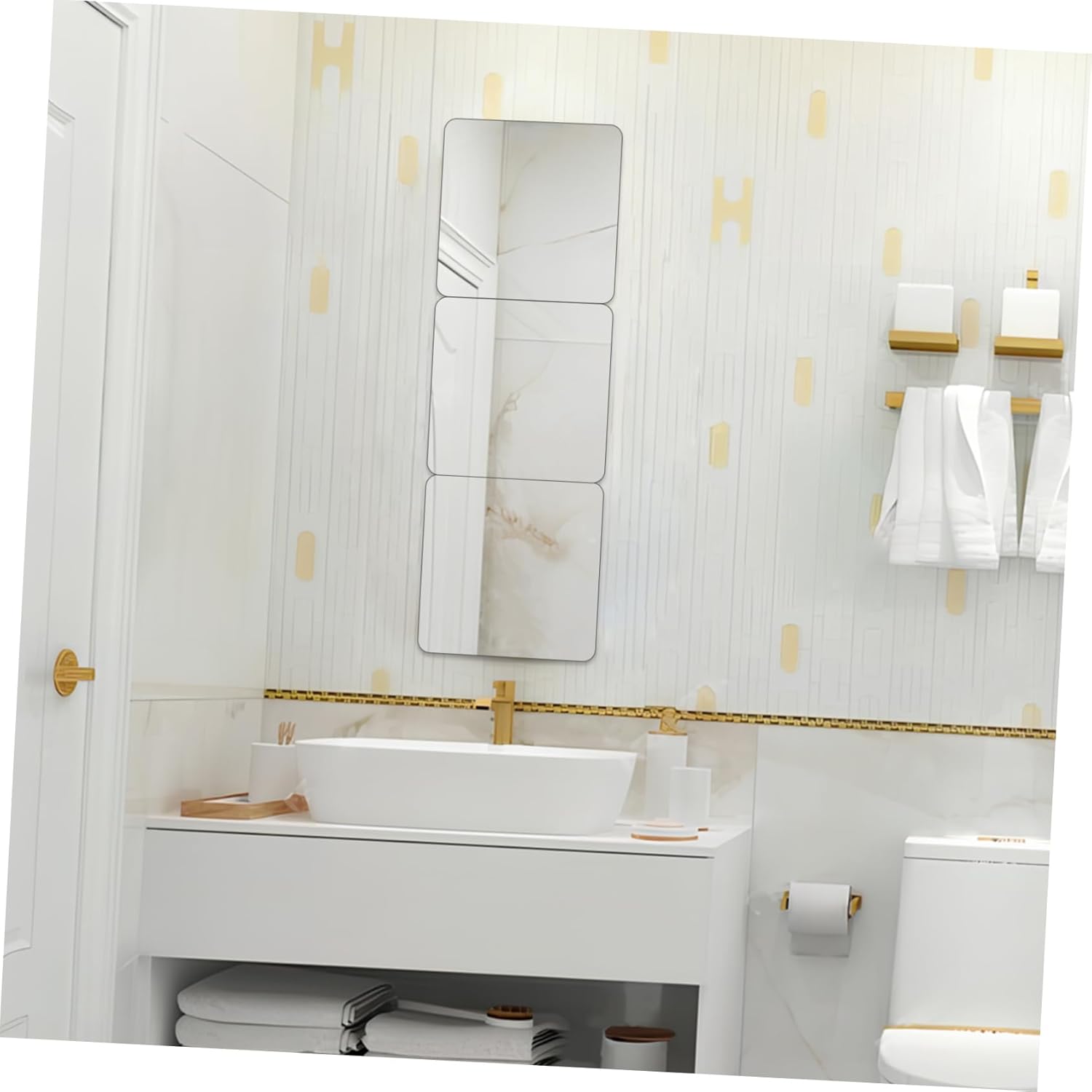 8 Pieces Self Adhesive Mirror Stickers 15cm*15cm Flexible Cut to Size Mirror Sheets Wall Frameless Small Sheets for Home Living Room Wall Decor