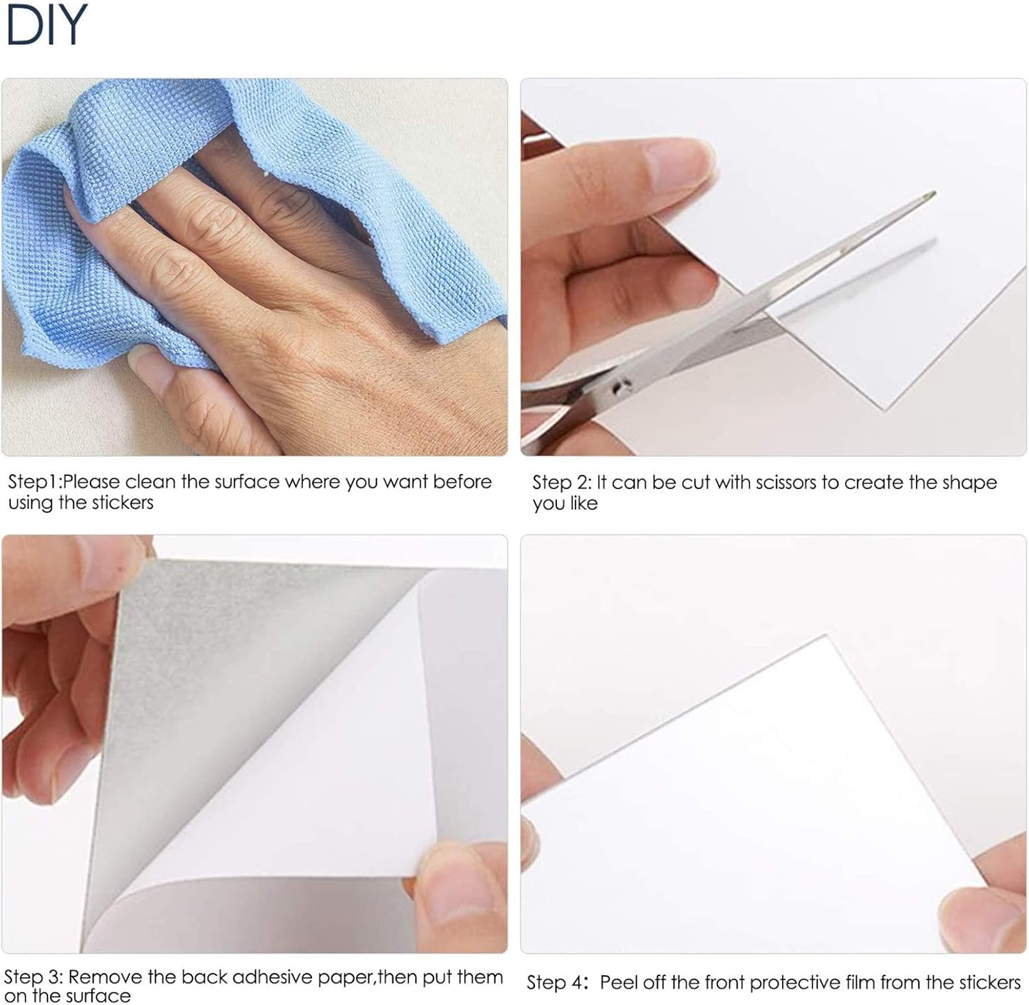 8 Pieces Self Adhesive Mirror Stickers 15cm*15cm Flexible Cut to Size Mirror Sheets Wall Frameless Small Sheets for Home Living Room Wall Decor