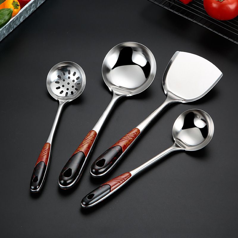 Stainless Steel Kitchen Utensils Set, 4 PCS Metal Cooking Utensils Set for Cooking, Heat Resistant Spatula Set Kitchen Tool Set with Turners, Serving Spoon,