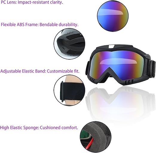 Motorcycle Face Mask Full Face,Dirt Bike Goggles Motocross, ATV, Offroad, Riding Racing Goggles For Men Women