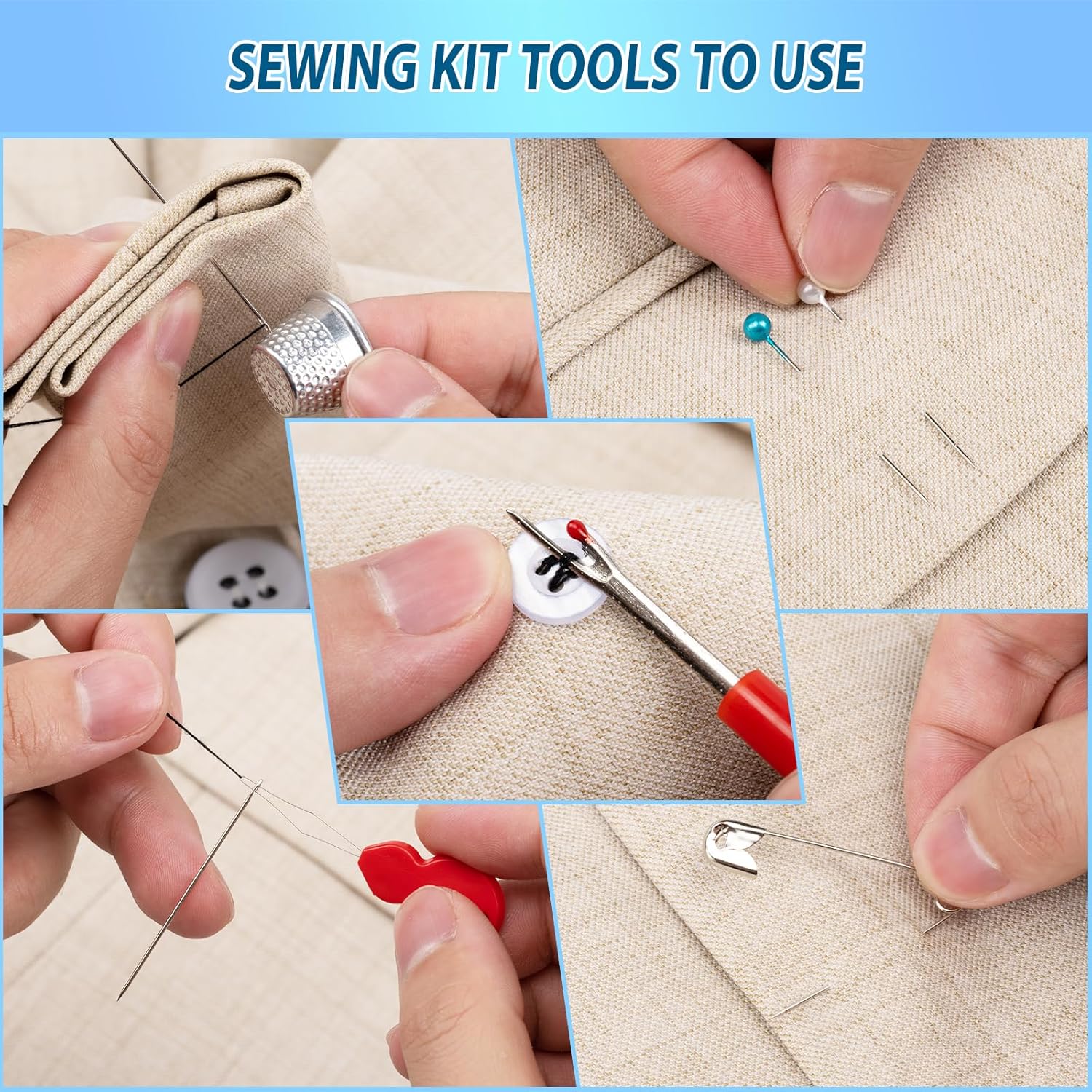 Sewing Kit with Case, Portable Needle and Thread Kit with Sewing Supplies and Accessories, Ideal for Adults,Beginners,Travelers,Home,Emergency, Includs Scissors,Measure Tape,Needle Threader and More