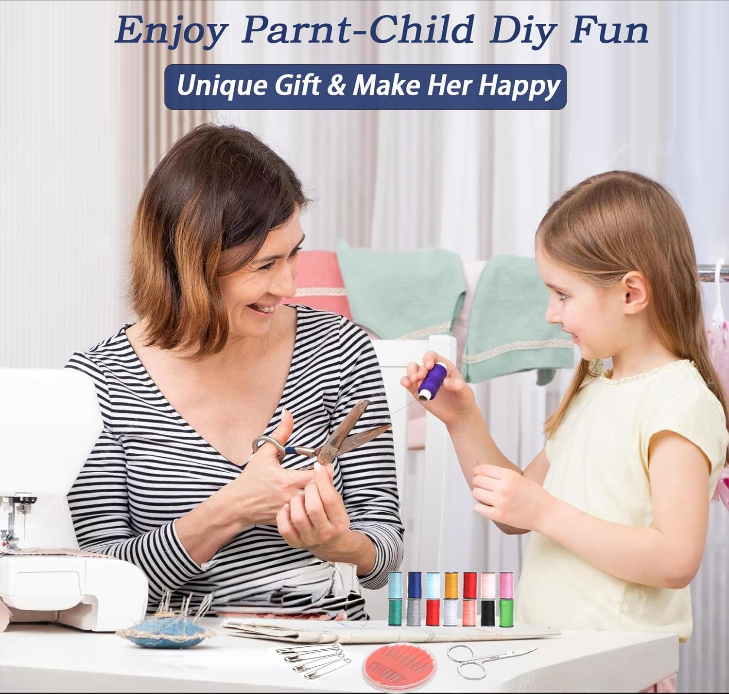 Sewing Kit with Case, Portable Needle and Thread Kit with Sewing Supplies and Accessories, Ideal for Adults,Beginners,Travelers,Home,Emergency, Includs Scissors,Measure Tape,Needle Threader and More