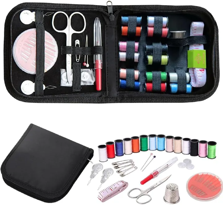 Sewing Kit with Case, Portable Needle and Thread Kit with Sewing Supplies and Accessories, Ideal for Adults,Beginners,Travelers,Home,Emergency, Includs Scissors,Measure Tape,Needle Threader and More