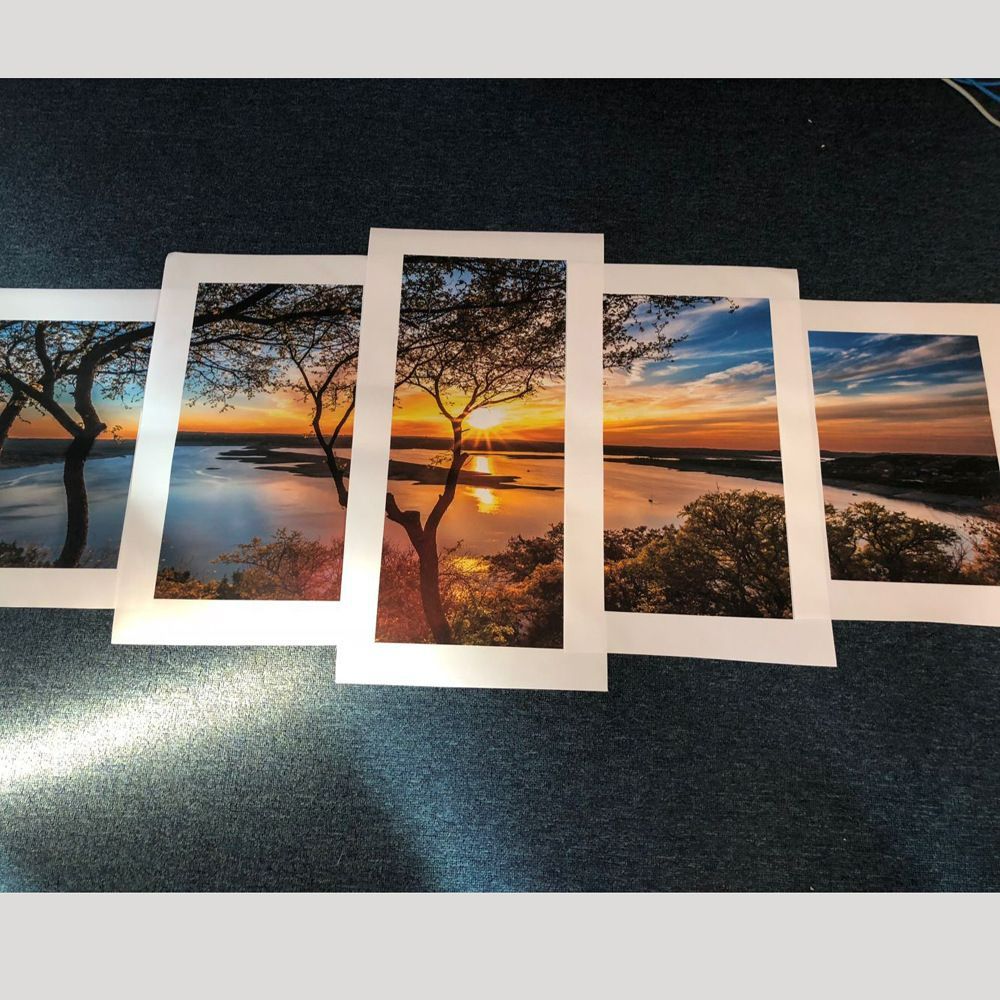 5 Piece Picture Canvas Wall Art,Painting Frameless Canvas Blue Sky Sea Bridge Coconut Tree Prints for Living Room, Ready to Hang Only canvas painting, no frame