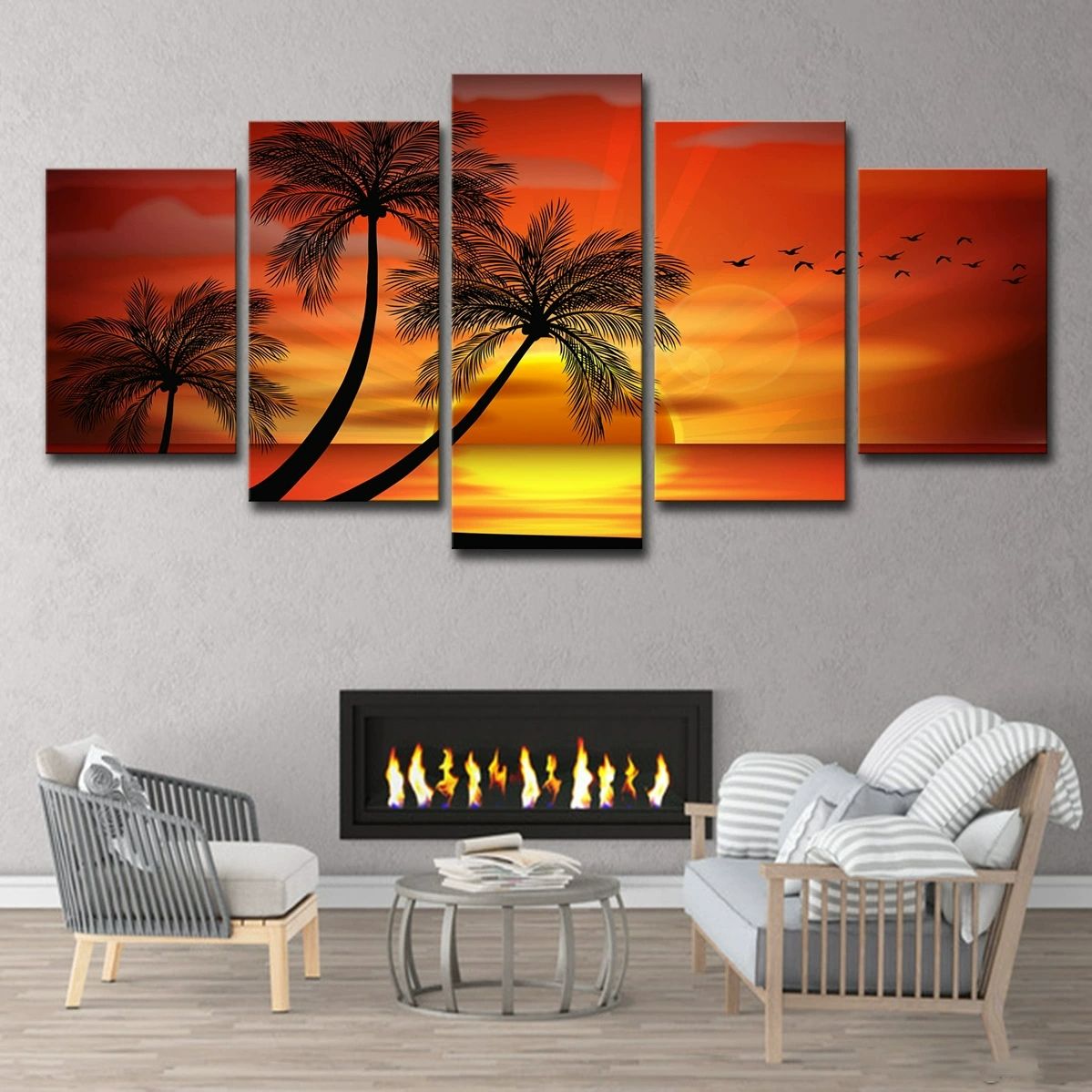 5 Piece beach Picture Canvas Wall Art,Painting Frameless Canvas Prints for Living Room, Ready to Hang Only canvas painting, no frame