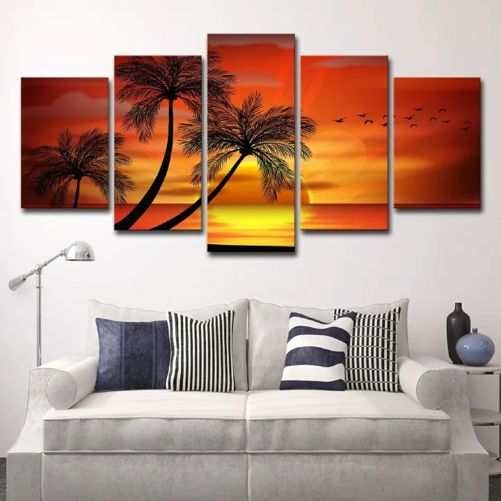 5 Piece beach Picture Canvas Wall Art,Painting Frameless Canvas Prints for Living Room, Ready to Hang Only canvas painting, no frame