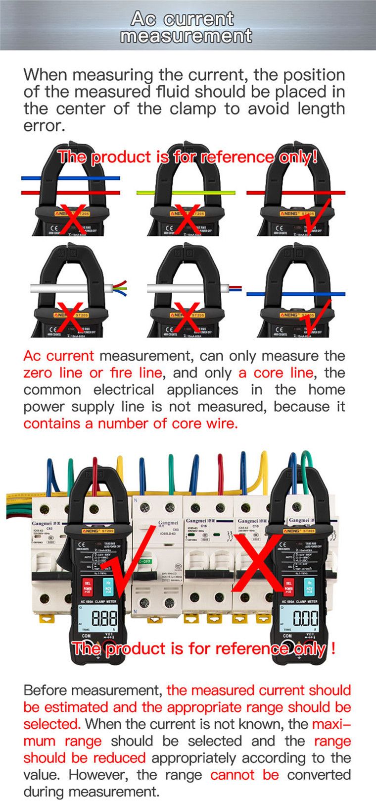 T180 4000 Counts Digital Clamp Meter Multimeter Clamp Multimeter Voltmeter Ammeter AC DC Voltage AC Current Meter NCV Tester Universal Meter Tester Current Yellow