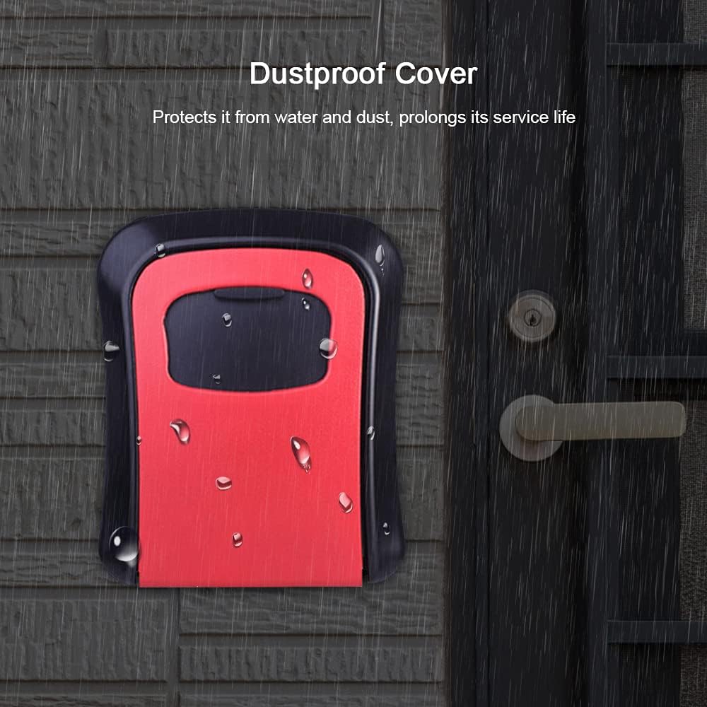 Key Lock Box, Combination Lock Box Wall Mounted Waterproof Key Storage Lock Box for Outdoor & Indoor 5 Keys Capacity Re-Settable Code