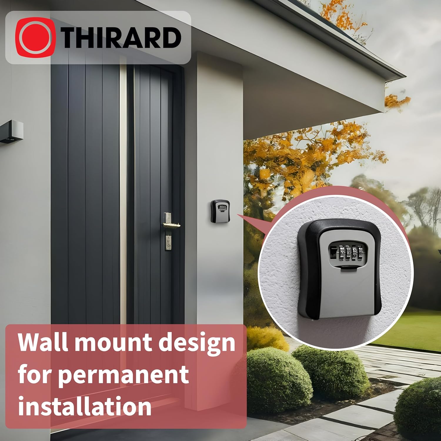 Key Lock Box, Combination Lock Box Wall Mounted Waterproof Key Storage Lock Box for Outdoor & Indoor 5 Keys Capacity Re-Settable Code