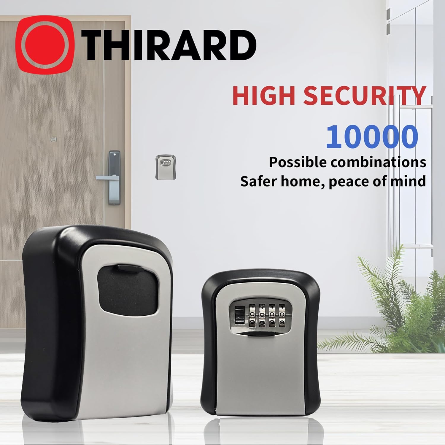 Key Lock Box, Combination Lock Box Wall Mounted Waterproof Key Storage Lock Box for Outdoor & Indoor 5 Keys Capacity Re-Settable Code