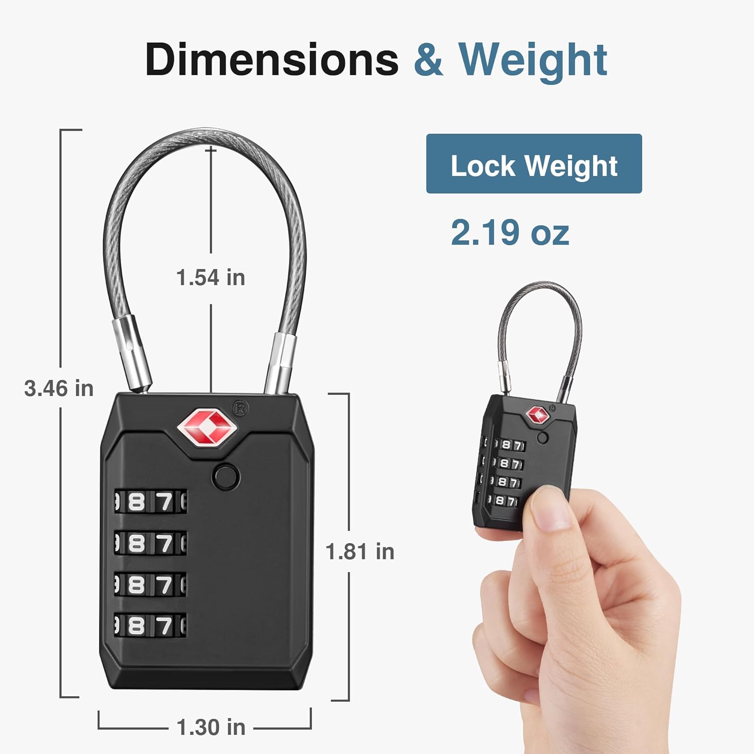 TSA Approved Luggage Locks, 4 Digit Combination Travel Locks Resettable Code Lock with Zinc Alloy Body for Suitcase, Toolbox, Backpack, Bag, Gym Locker