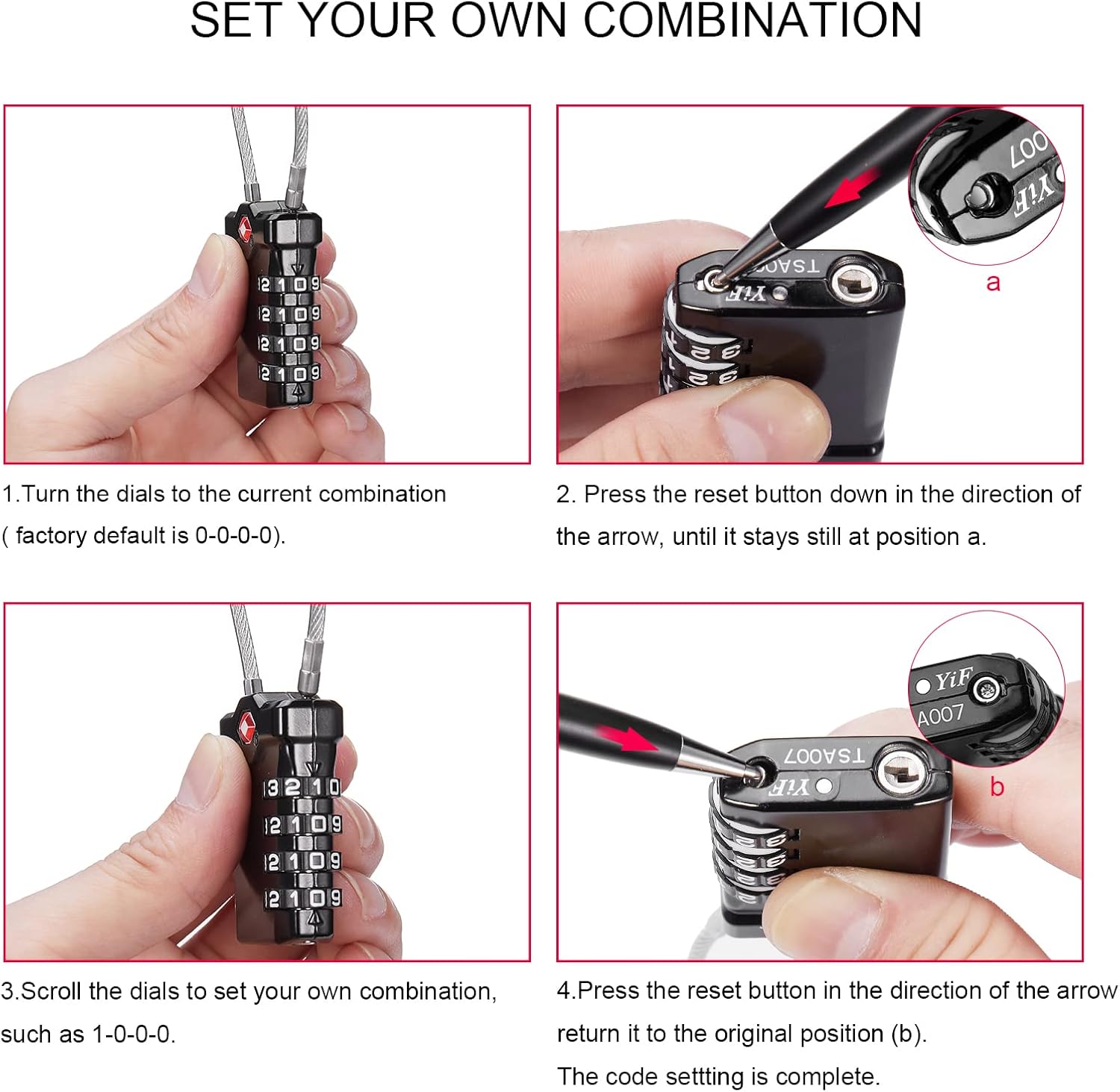 TSA Approved Luggage Locks, 4 Digit Combination Travel Locks Resettable Code Lock with Zinc Alloy Body for Suitcase, Toolbox, Backpack, Bag, Gym Locker