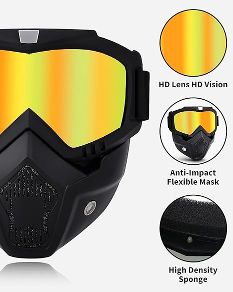 Motorcycle Face Mask Full Face,Dirt Bike Goggles Motocross, ATV, Offroad, Riding Racing Goggles transparent For Men Women
