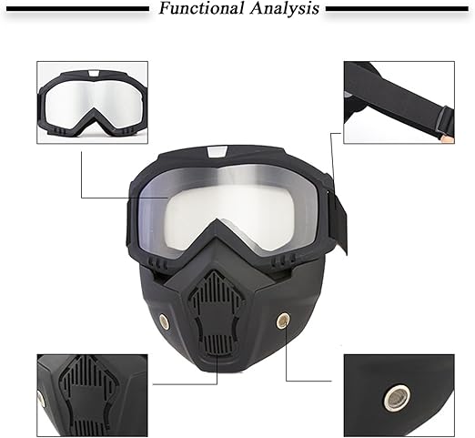 Motorcycle Face Mask Full Face,Dirt Bike Goggles Motocross, ATV, Offroad, Riding Racing Goggles transparent For Men Women