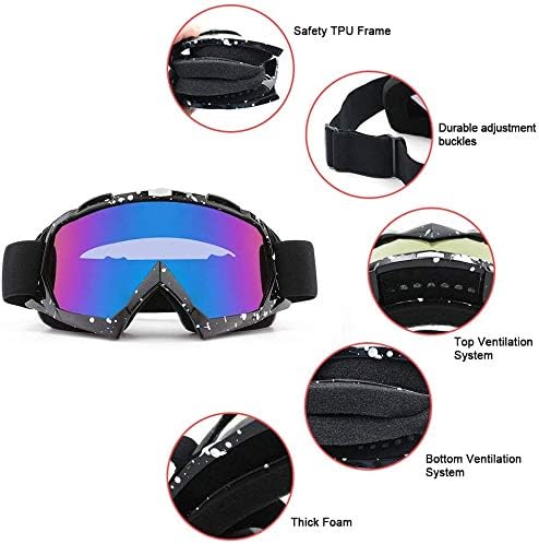 Dirt Bike ATV Goggles Motorcycle Goggles for Men Women Youth Motocross Riding Goggles Windproof Dustproof