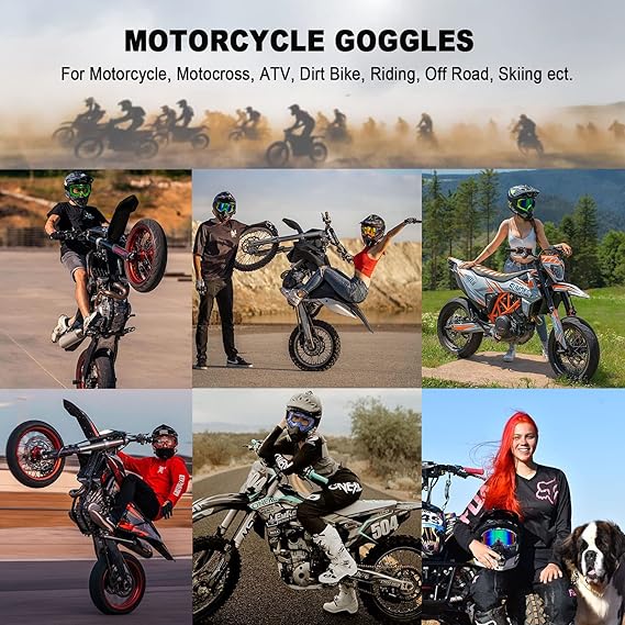 Dirt Bike ATV Goggles Motorcycle Goggles for Men Women Youth Motocross Riding Goggles Windproof Dustproof