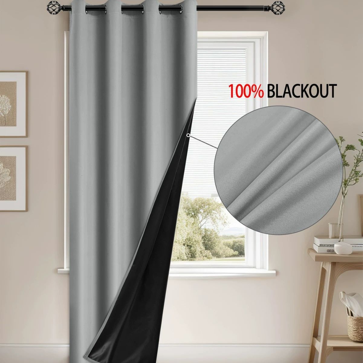 2pcs 100*250cm Blackout Room Darkening Thermal Insulated Curtains with Grommets for Bedroom Living Room Curtains Inches Long 2 Panels Home Decor