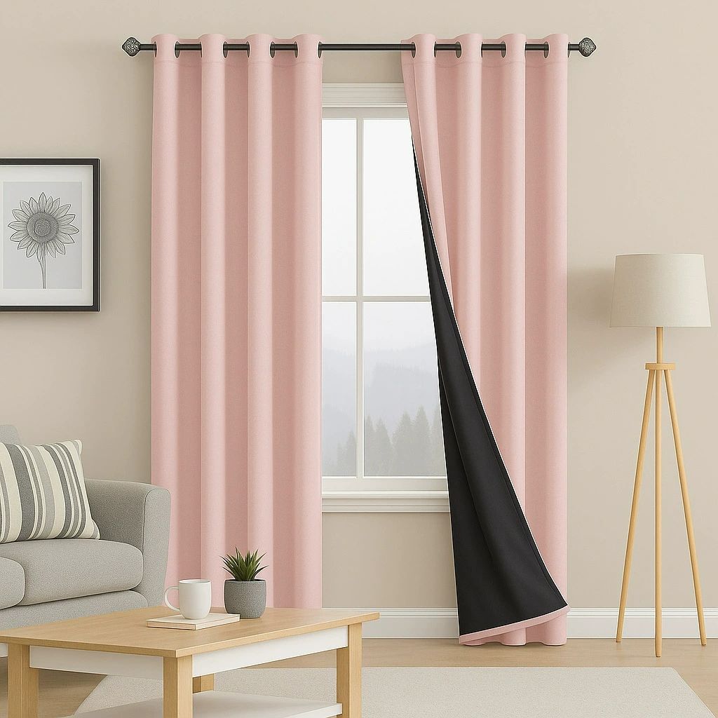 2pcs 100*250cm Blackout Room Darkening Thermal Insulated Curtains with Grommets for Bedroom Living Room Curtains Inches Long 2 Panels Home Decor
