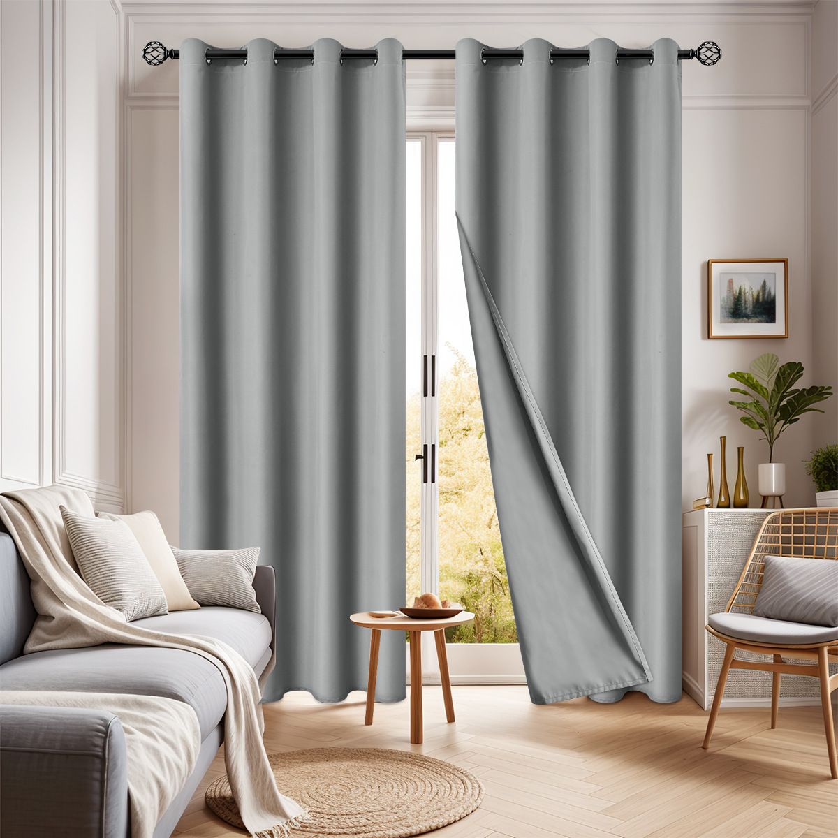 2pcs 100*250cm Blackout Room Darkening Thermal Insulated Curtains with Grommets for Bedroom Living Room Curtains Inches Long 2 Panels Home Decor