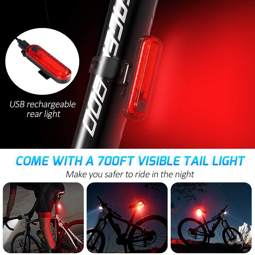 Bike Light Set,Bicycle Headlight with Horn and Speedometer Odometer,USB Rechargeable Bike Front Light and Tail Light,Fits All Mountain & Road Bike