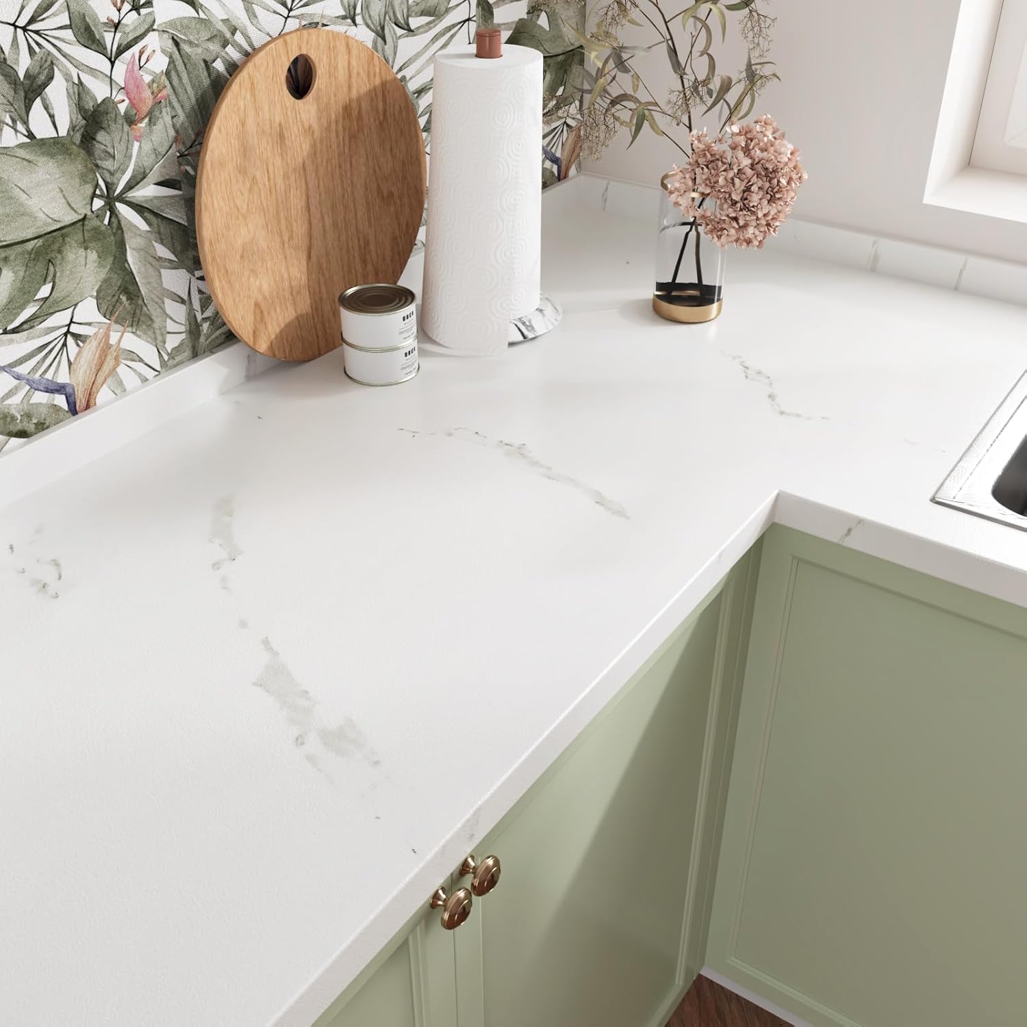 Marble Peel and Stick Wallpaper Self-Adhesive Renter Friendly Contact Paper Removable Waterproof Vinyl Faux Granite Décor for Furniture Upcycling Countertop Kitchen Cabinets Bathroom