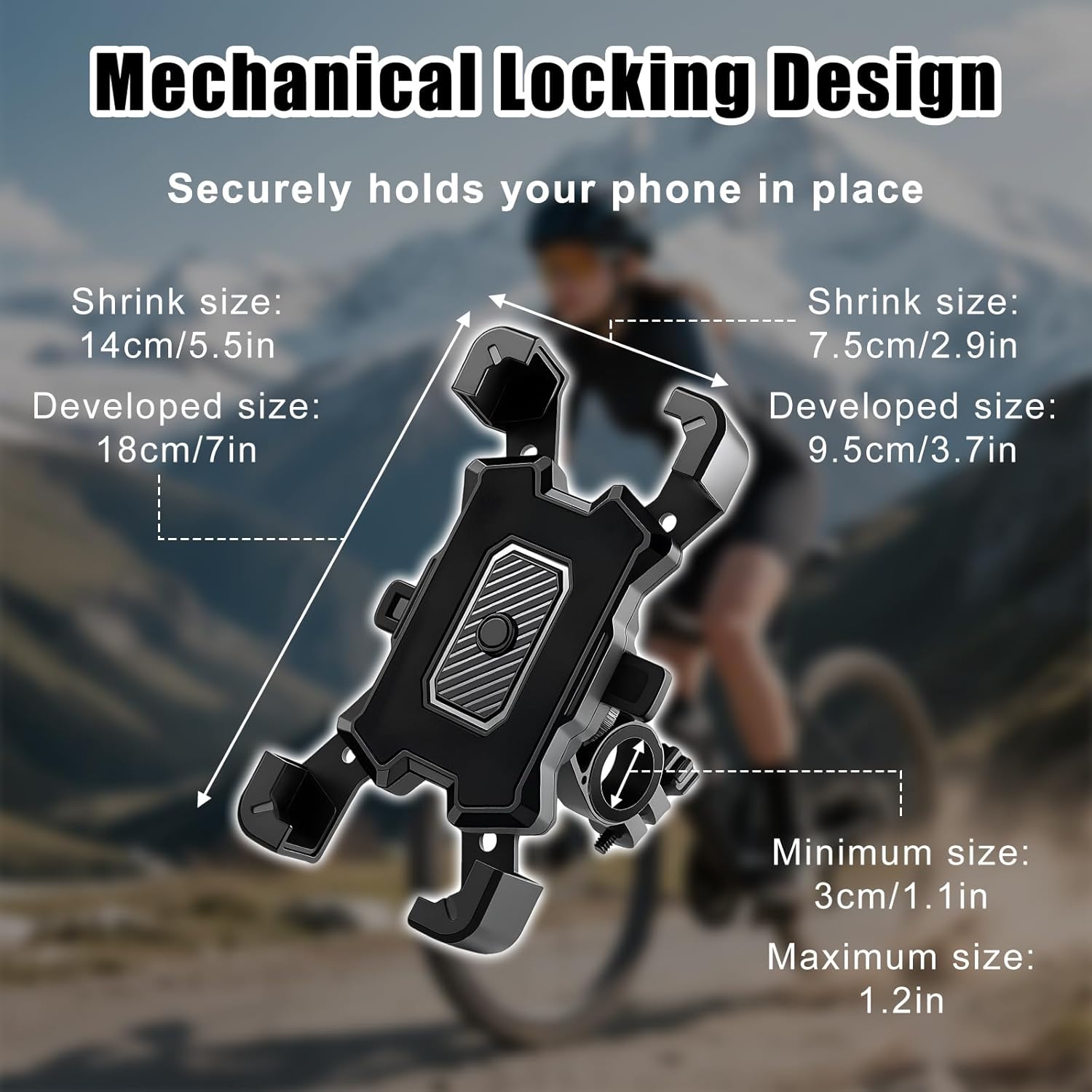 Bike Phone Holder[Anti-Vibration & Safety Lock],Universal Motorbike Phone Holder 360° Adjustable Angle for Bicycle MTB Scooter,Compatible for 4.5-6.8 Inch Phones