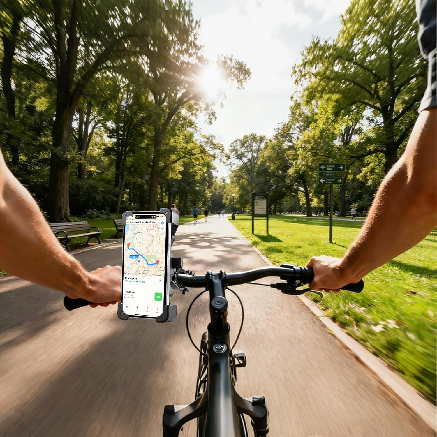 Bike Phone Holder[Anti-Vibration & Safety Lock],Universal Motorbike Phone Holder 360° Adjustable Angle for Bicycle MTB Scooter,Compatible for 4.5-6.8 Inch Phones