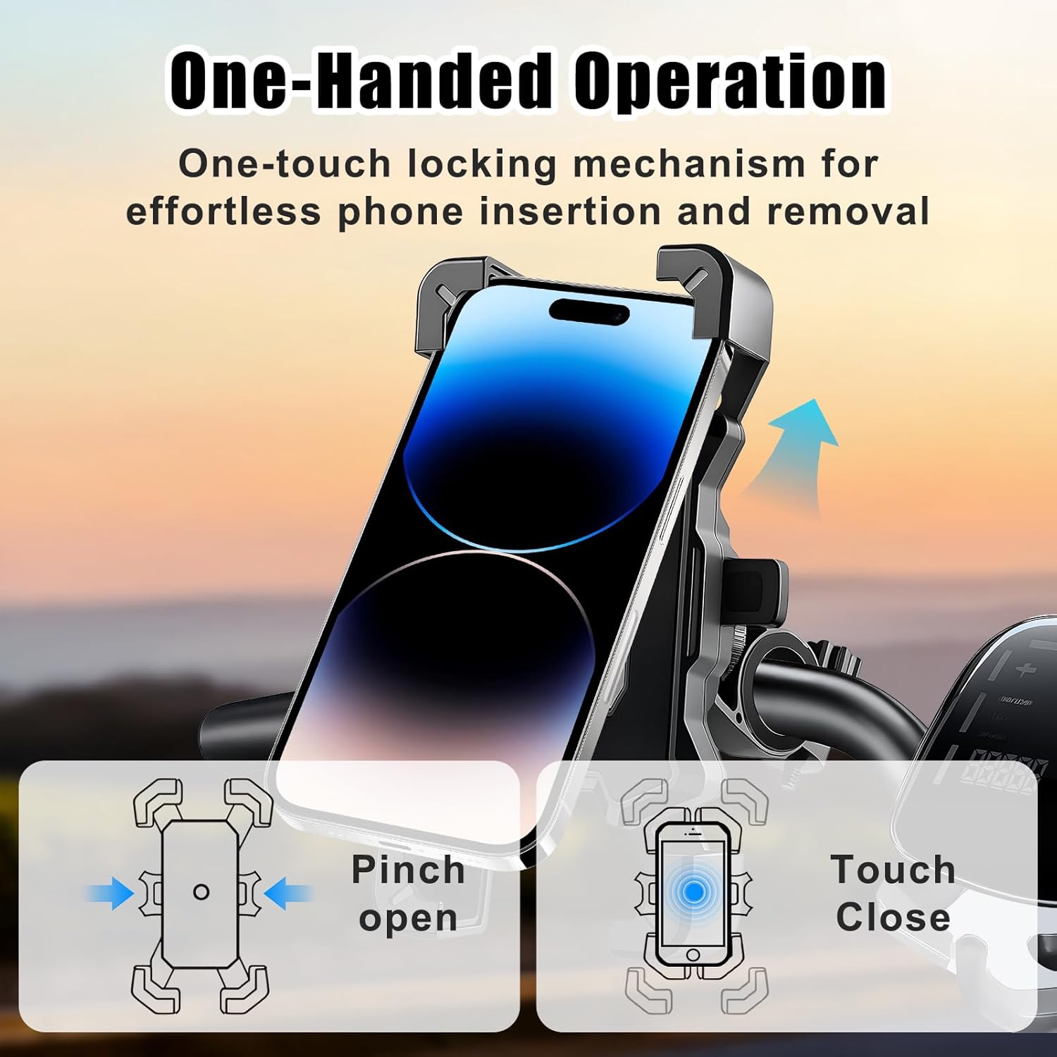 Bike Phone Holder[Anti-Vibration & Safety Lock],Universal Motorbike Phone Holder 360° Adjustable Angle for Bicycle MTB Scooter,Compatible for 4.5-6.8 Inch Phones