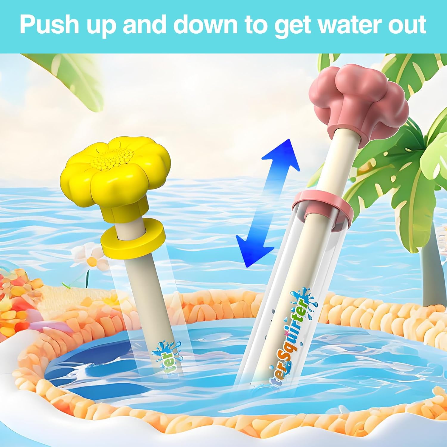1pcs Firework Water Gun, Waterguns Kids, Romantic Firework Style Water Spray Toy for Couples, High Pressure Pull-Out Sprinkler Spray Toys for Bathing Pool Family Friends Interactive Pool Game