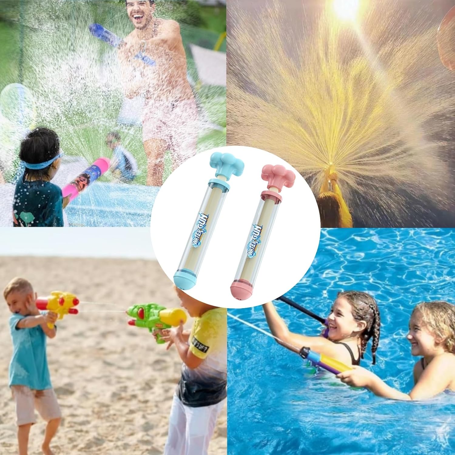 1pcs Firework Water Gun, Waterguns Kids, Romantic Firework Style Water Spray Toy for Couples, High Pressure Pull-Out Sprinkler Spray Toys for Bathing Pool Family Friends Interactive Pool Game