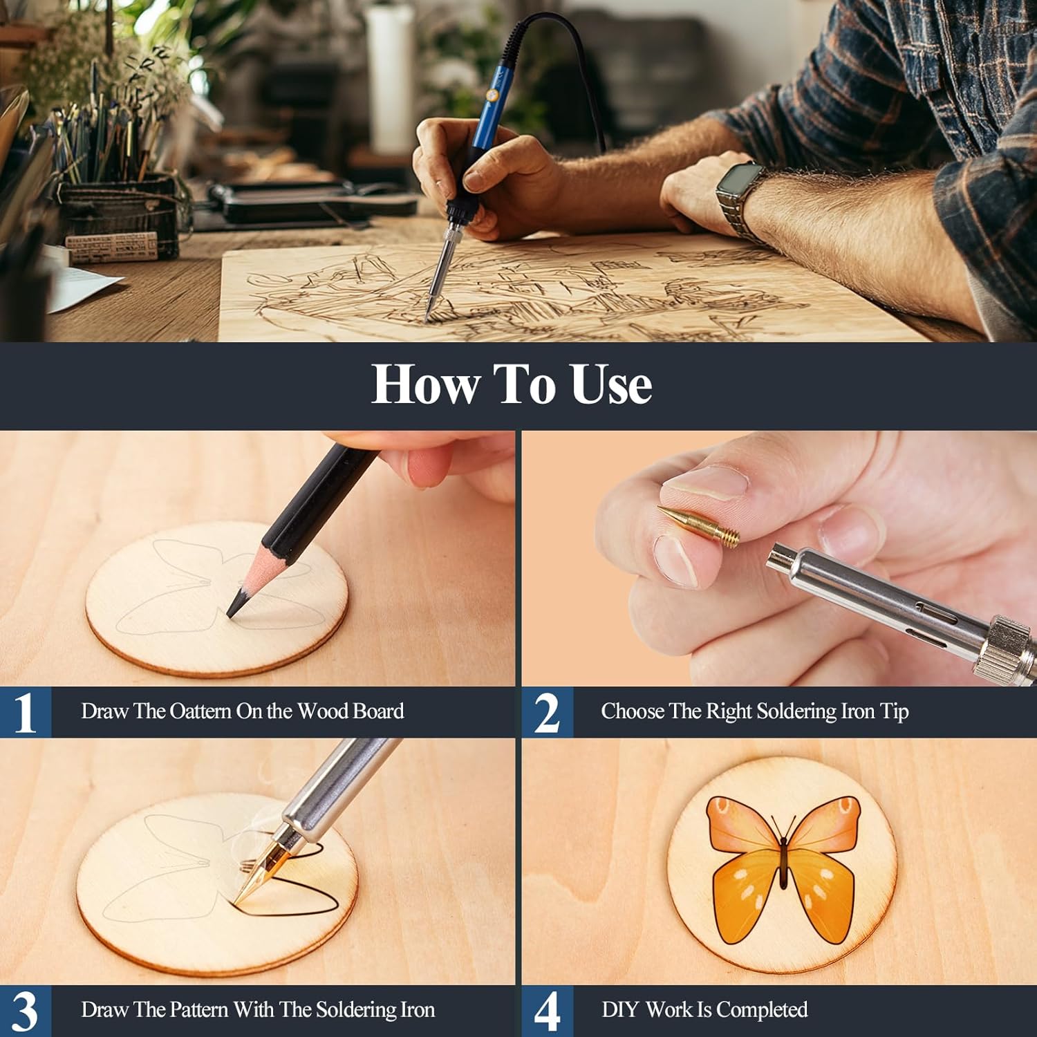 71 Pieces Wood Burning Tool with Adjustable Temperature 200~450°C, Professional Pyrography Pen for Embossing Carving Soldering