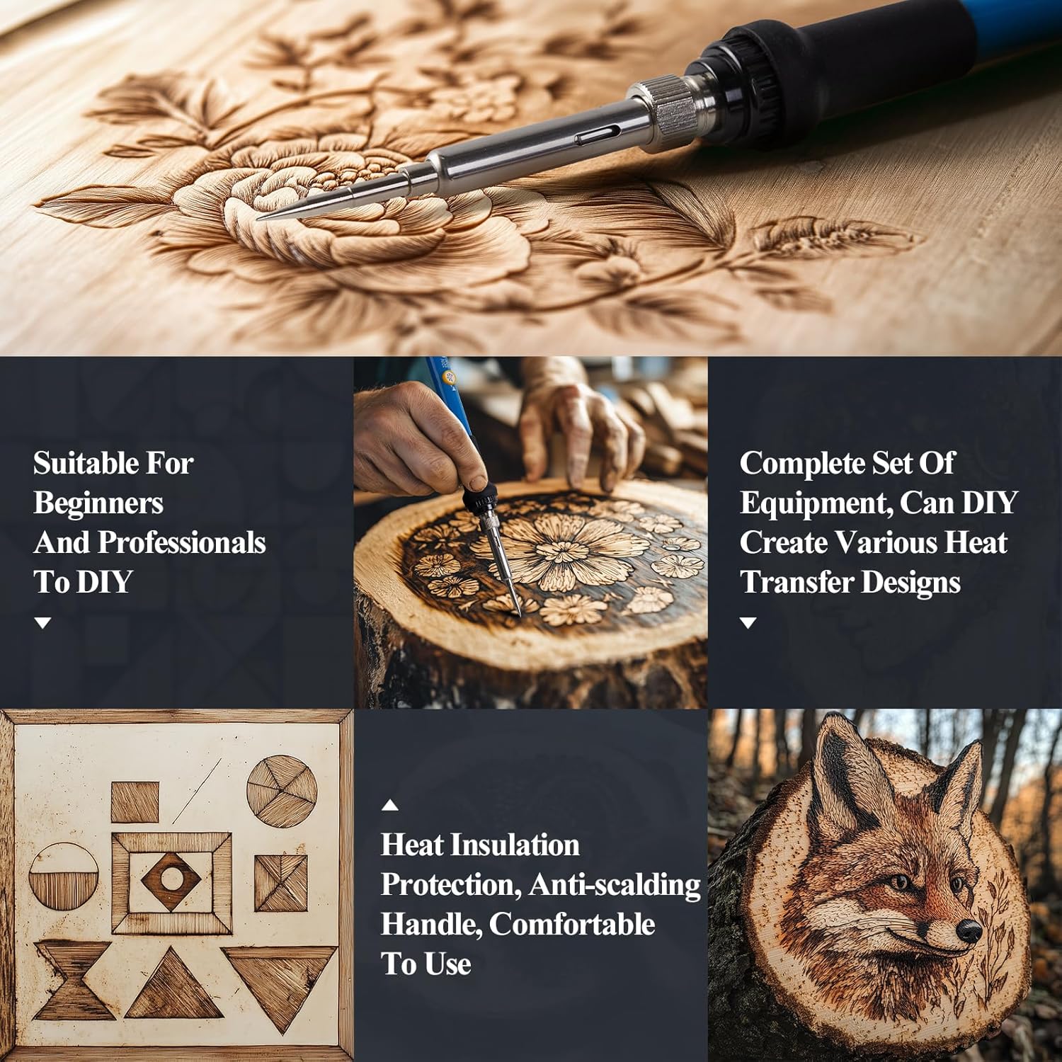 71 Pieces Wood Burning Tool with Adjustable Temperature 200~450°C, Professional Pyrography Pen for Embossing Carving Soldering