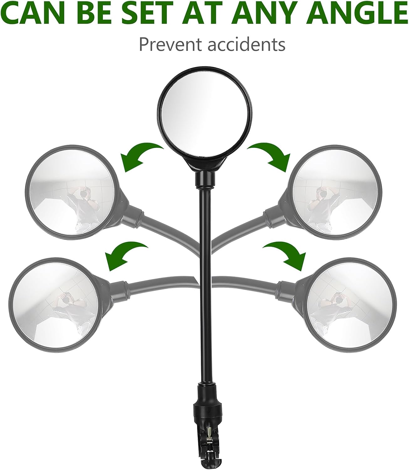 360 Degree Rotating Wide Angle Bicycle Mirrors Acrylic Convex Safety Mirrors for Handlebar 22-30mm Accessories for All Bikes, Motorcycles