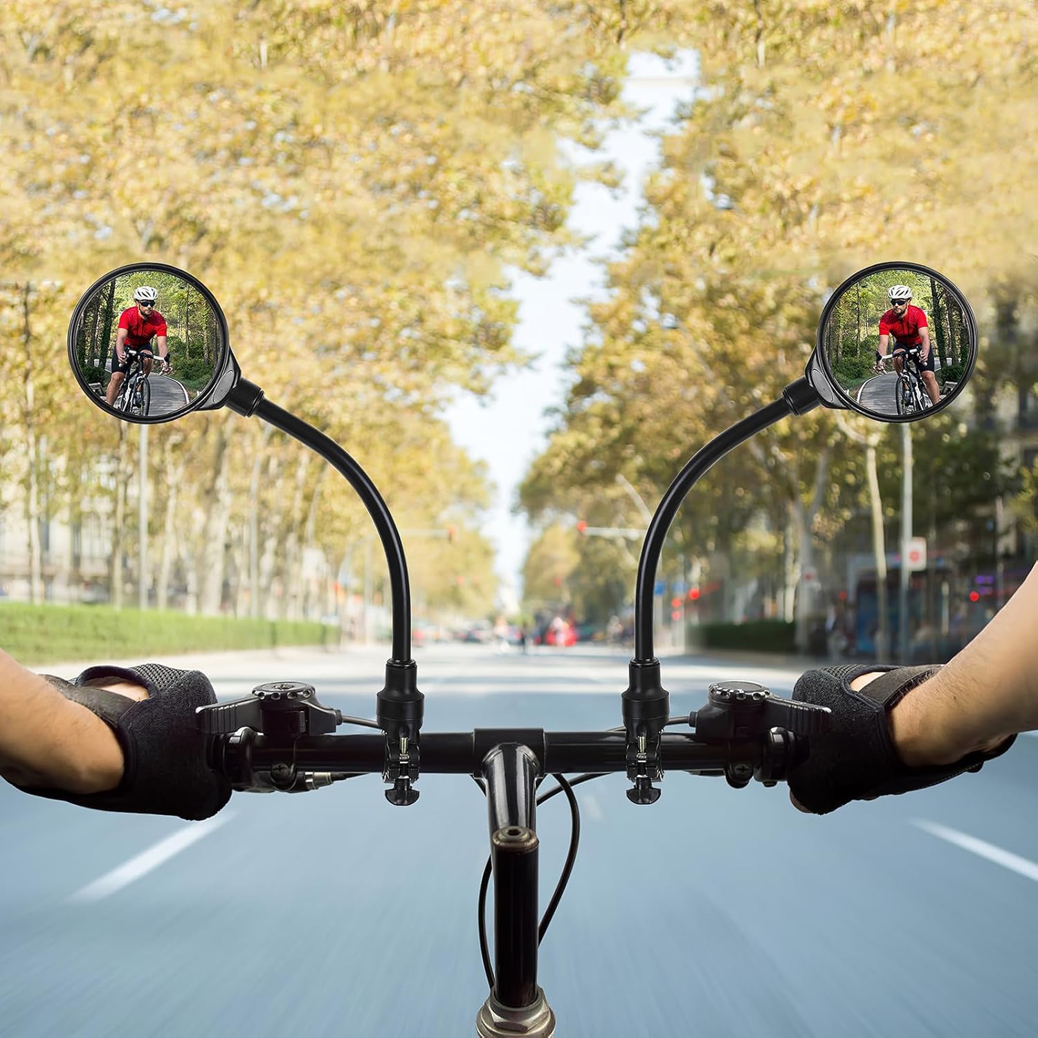 360 Degree Rotating Wide Angle Bicycle Mirrors Acrylic Convex Safety Mirrors for Handlebar 22-30mm Accessories for All Bikes, Motorcycles