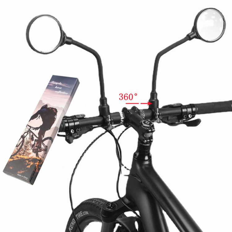 360 Degree Rotating Wide Angle Bicycle Mirrors Acrylic Convex Safety Mirrors for Handlebar 22-30mm Accessories for All Bikes, Motorcycles