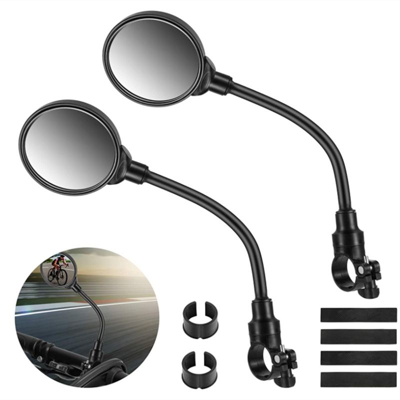 360 Degree Rotating Wide Angle Bicycle Mirrors Acrylic Convex Safety Mirrors for Handlebar 22-30mm Accessories for All Bikes, Motorcycles