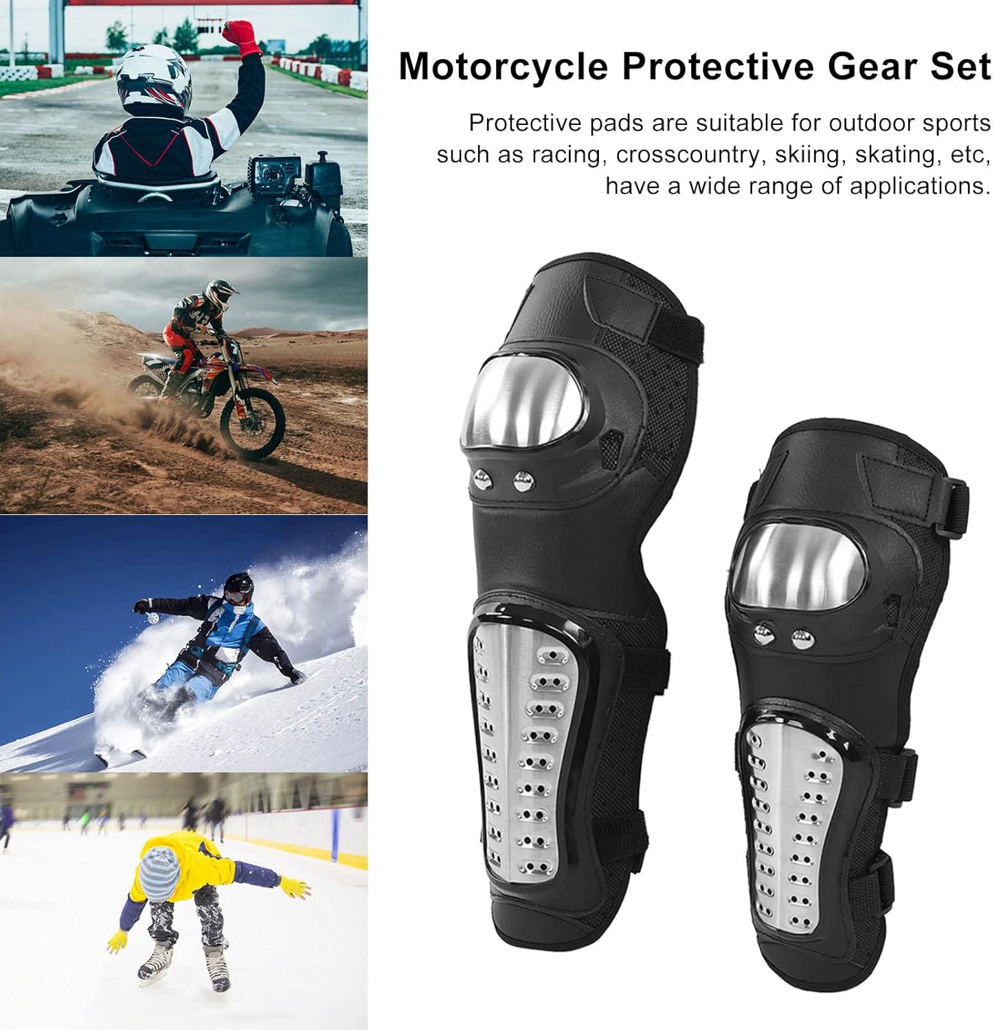 4PCS Knee Pads Elbow Pads Stainless Steel Motorcycle Elbow Knee Shin Guards Protector For Motorcycle Cycling Mountain Biking