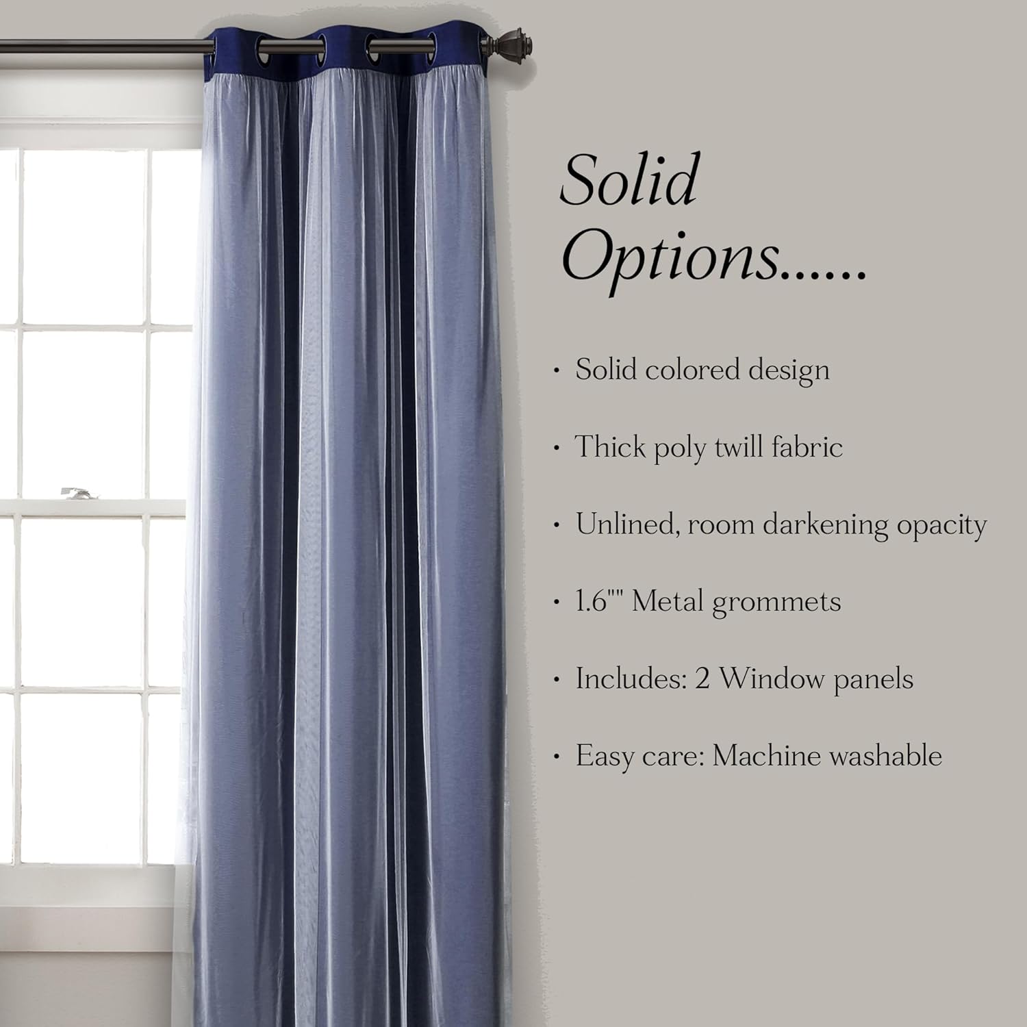 2pcs 150*250cm Decor Sheer Grommet Curtains Panel with Insulated Blackout Lining, Room Darkening Window Curtain Set