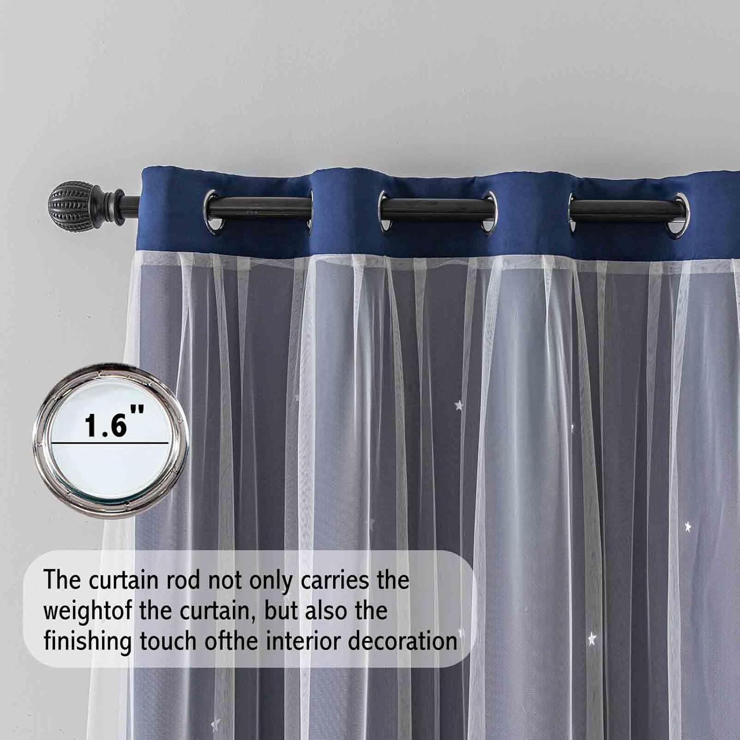2pcs 150*250cm Decor Sheer Grommet Curtains Panel with Insulated Blackout Lining, Room Darkening Window Curtain Set
