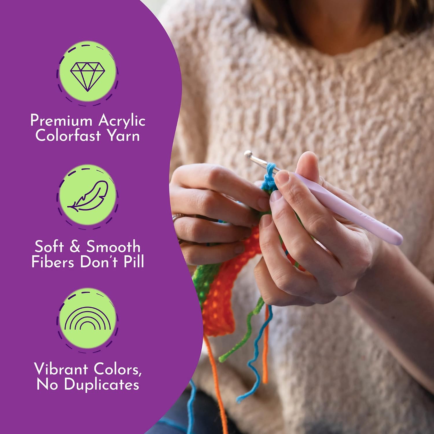 24 Pcs 4 Ply Combed Milk Cotton Yarn Crochet Yarn Acrylic Yarn Knitting Wool 24Pcs x 25g Crochet Kits for Beginners Adults Wool for Crochet Knitting and Crafts Multi-Color