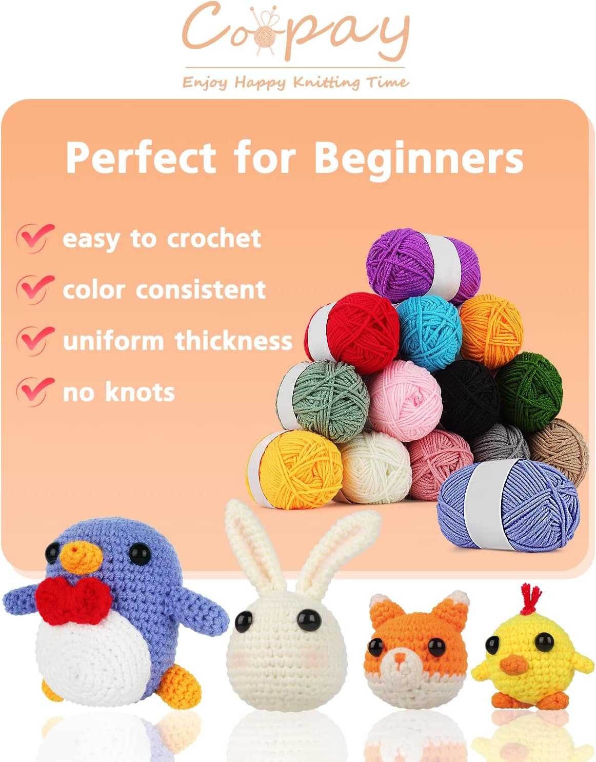 24 Pcs 4 Ply Combed Milk Cotton Yarn Crochet Yarn Acrylic Yarn Knitting Wool 24Pcs x 25g Crochet Kits for Beginners Adults Wool for Crochet Knitting and Crafts Multi-Color