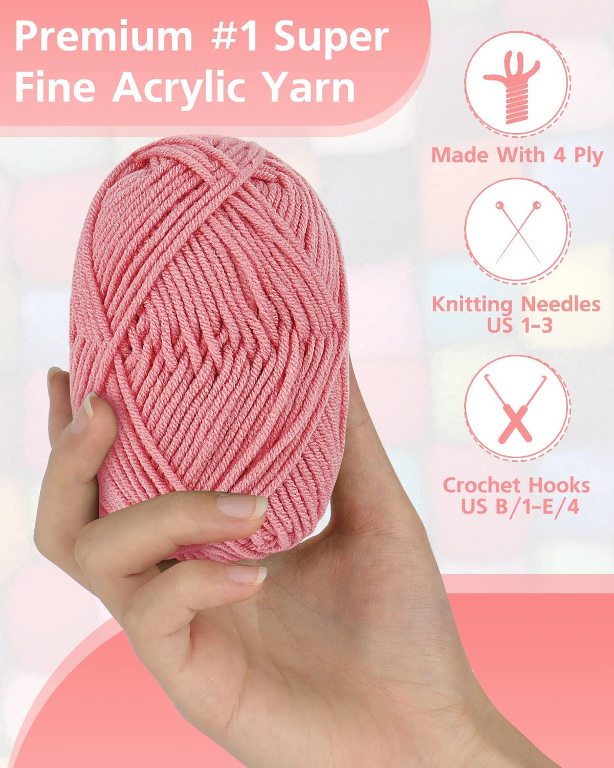 24 Pcs 4 Ply Combed Milk Cotton Yarn Crochet Yarn Acrylic Yarn Knitting Wool 24Pcs x 25g Crochet Kits for Beginners Adults Wool for Crochet Knitting and Crafts Multi-Color