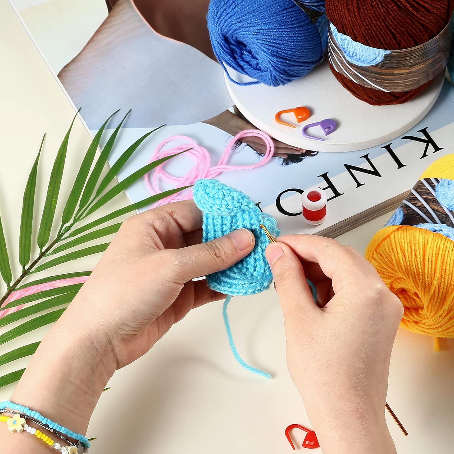 24 Pcs 4 Ply Combed Milk Cotton Yarn Crochet Yarn Acrylic Yarn Knitting Wool 24Pcs x 25g Crochet Kits for Beginners Adults Wool for Crochet Knitting and Crafts Multi-Color