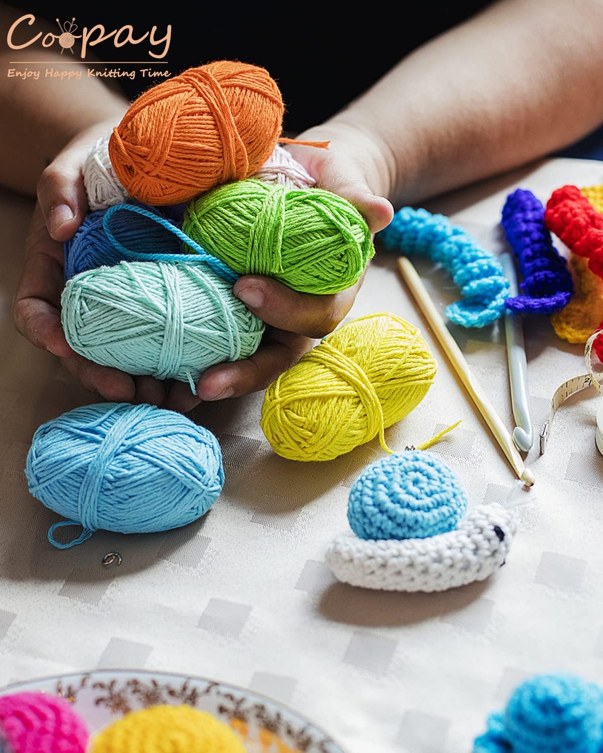 24 Pcs 4 Ply Combed Milk Cotton Yarn Crochet Yarn Acrylic Yarn Knitting Wool 24Pcs x 25g Crochet Kits for Beginners Adults Wool for Crochet Knitting and Crafts Multi-Color