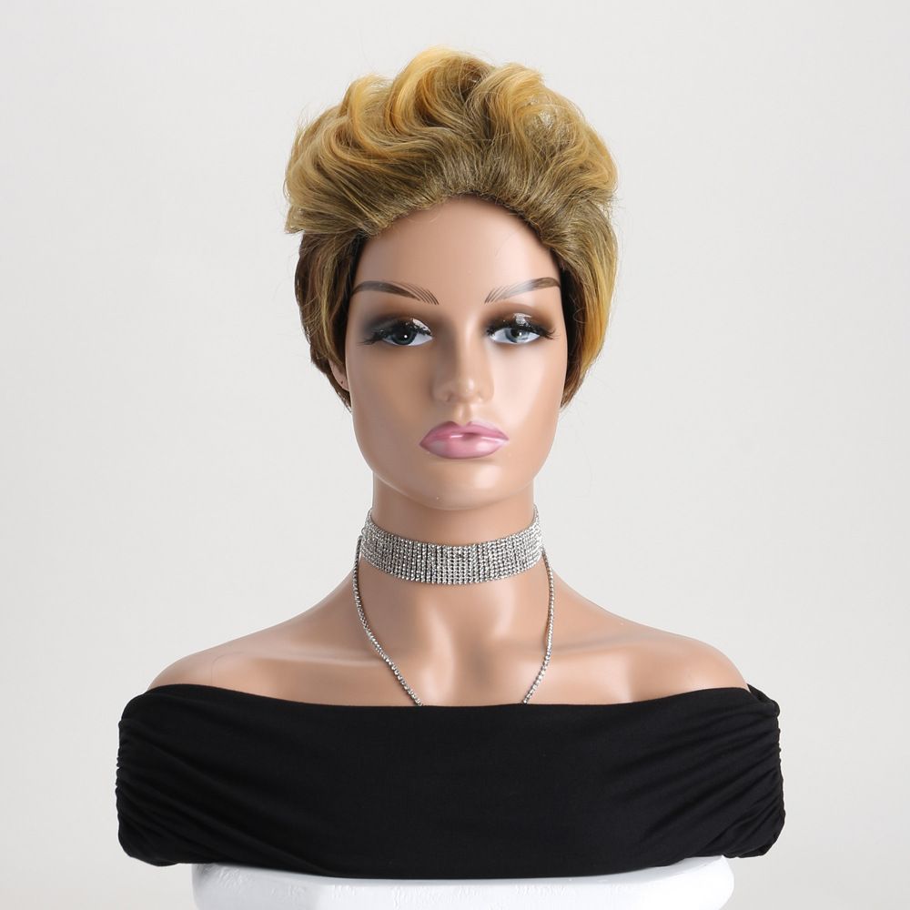 YW-WIG-301-Christmas gift hot sale fashion wig african short curly synthetic braid hair