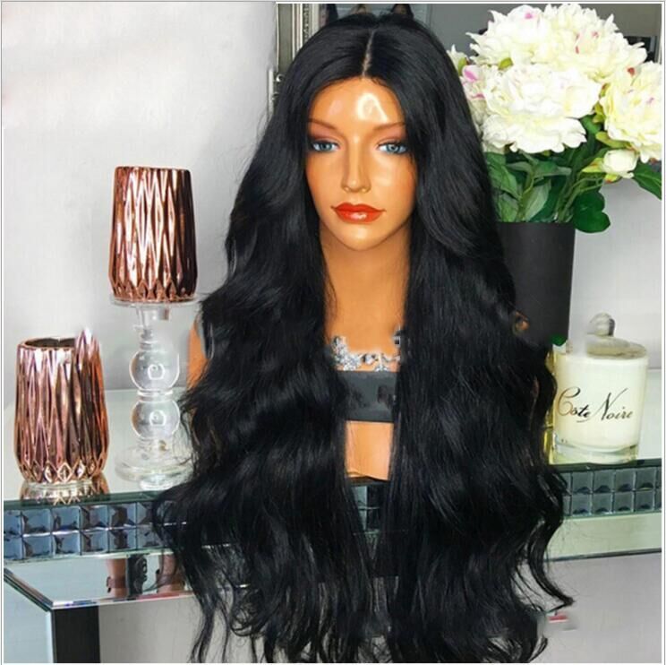 YW-RM1396-Black wave long curly hair, high-temperature silk headband with rose mesh, popular wig for women in Europe and America